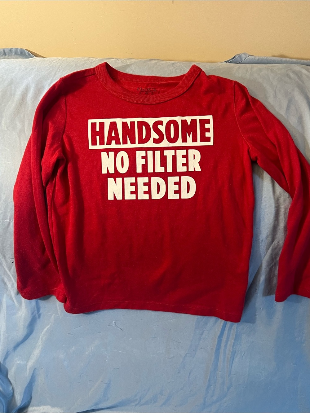 Kids Red Long-Sleeve 'Handsome No Filter Needed' Graphic Tee